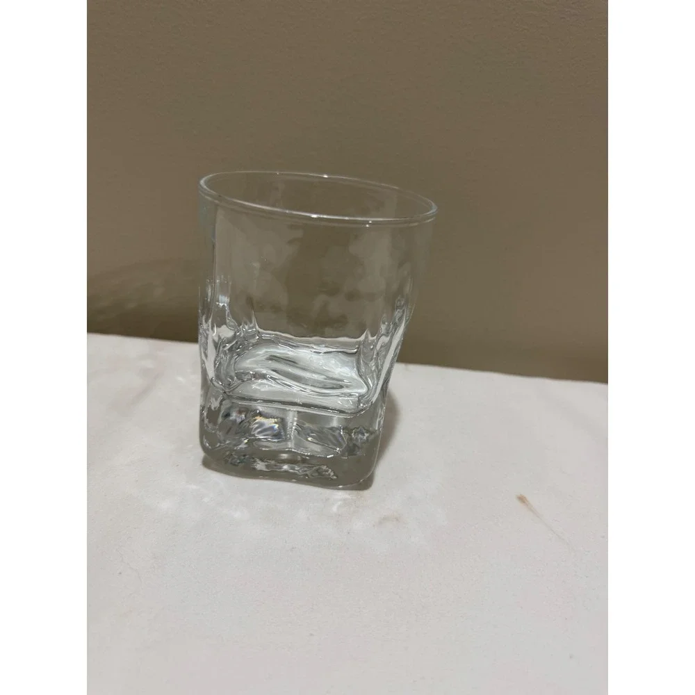 Heavy Bottom Whiskey Rocks Glass Textured Hammered Clear Lowball Tumbler 4in